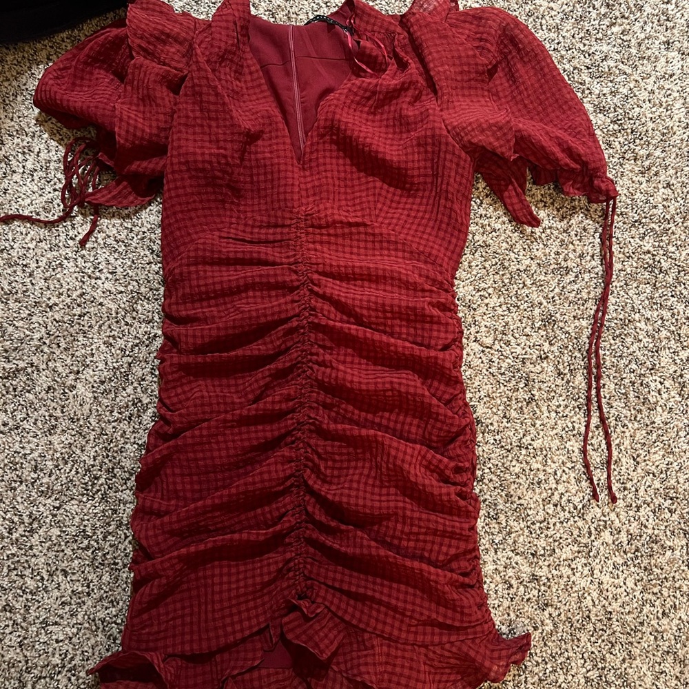 Elegant Red Ruched Dress